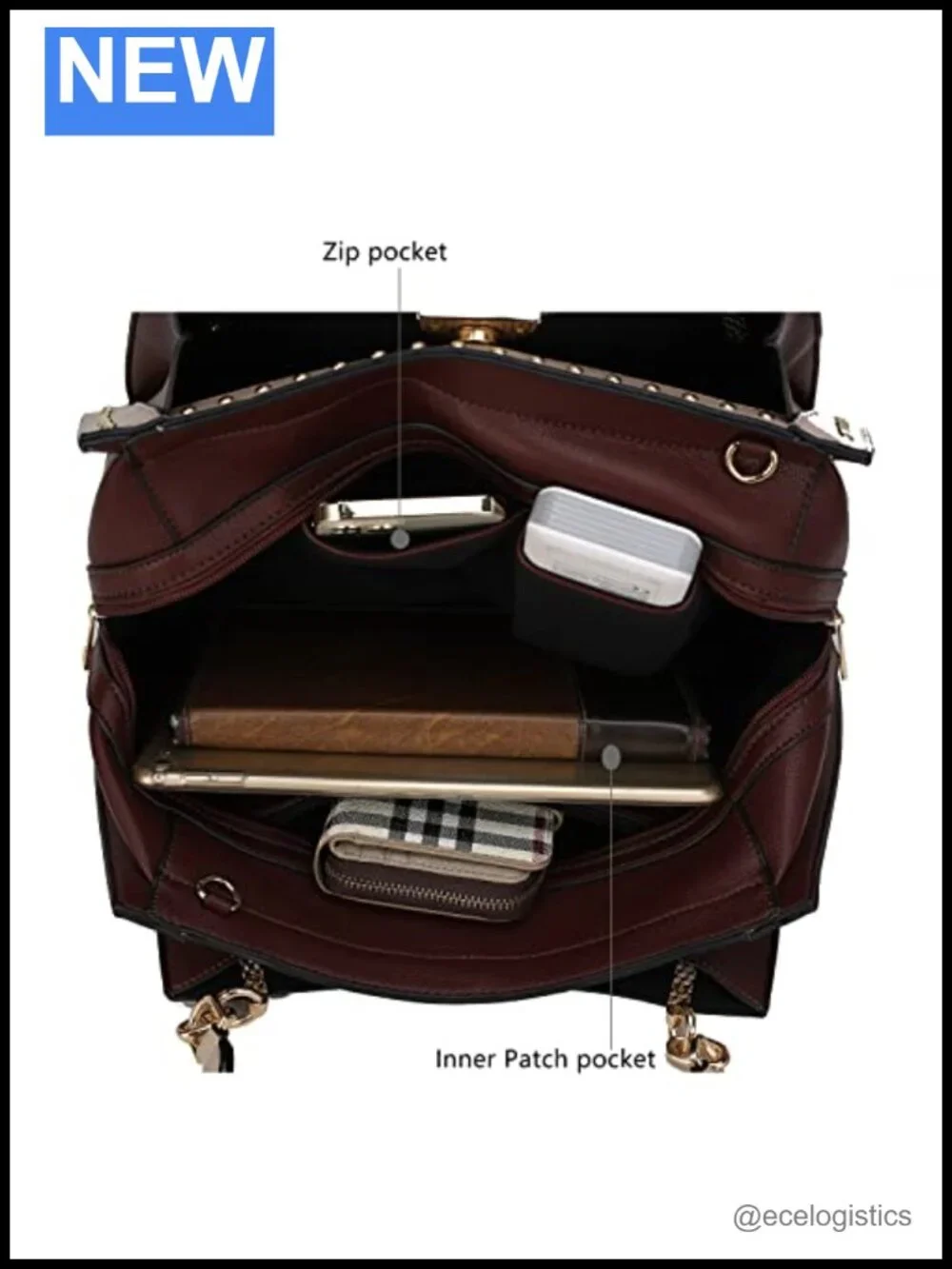 Vegan Leather Satchel Bag for Women, Crossbody Shoulder Handbag Purse